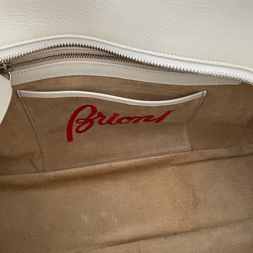 New with dust bag. Brioni off white shoulder bag.